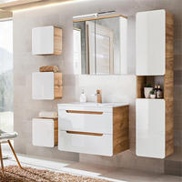 BADMÖBEL-SET 6-TLG. Luton-56 - Weiß, Holzwerkstoff (180/200/46cm) - Lomado