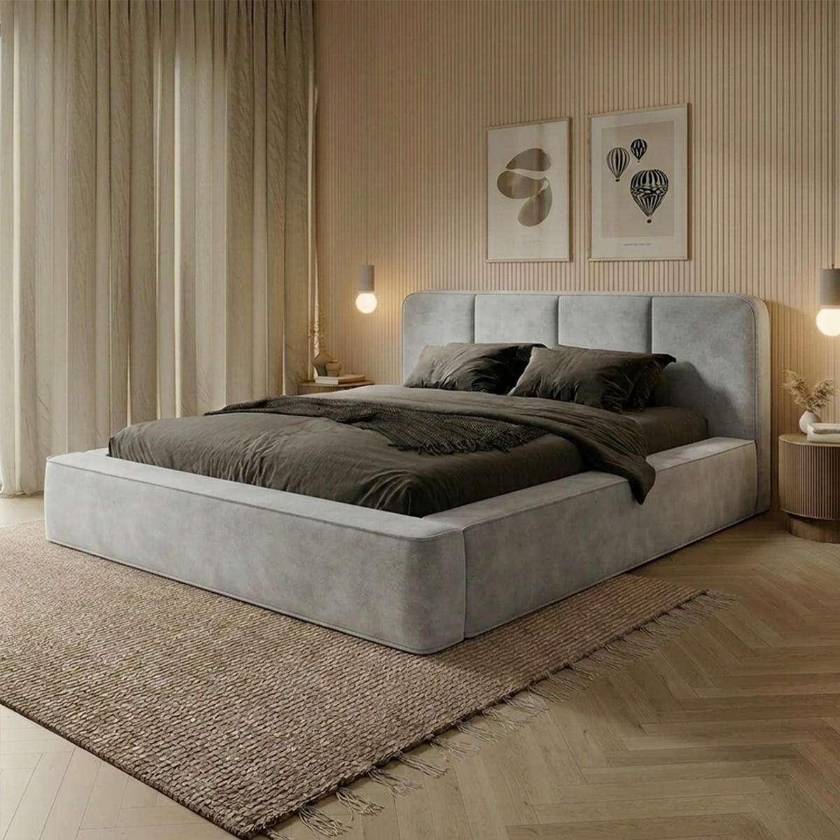 POLSTERBETT RANDELA 160x200 cm, Grau - Grau, Textil (200/160cm) - Fedve