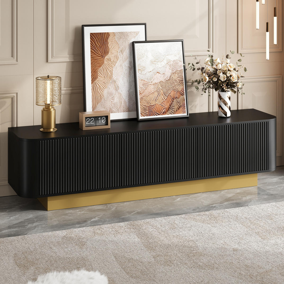 TV-ELEMENT 170/40.5/47 cm Schwarz mit Stauraum - Schwarz, Holz (170/47/40.5cm) - Oxeza