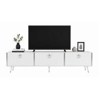 TV Stand Milagro Hochglanz Weiß Silber - Weiß, Holzwerkstoff (31.3/49.3/180cm) - Decorotika