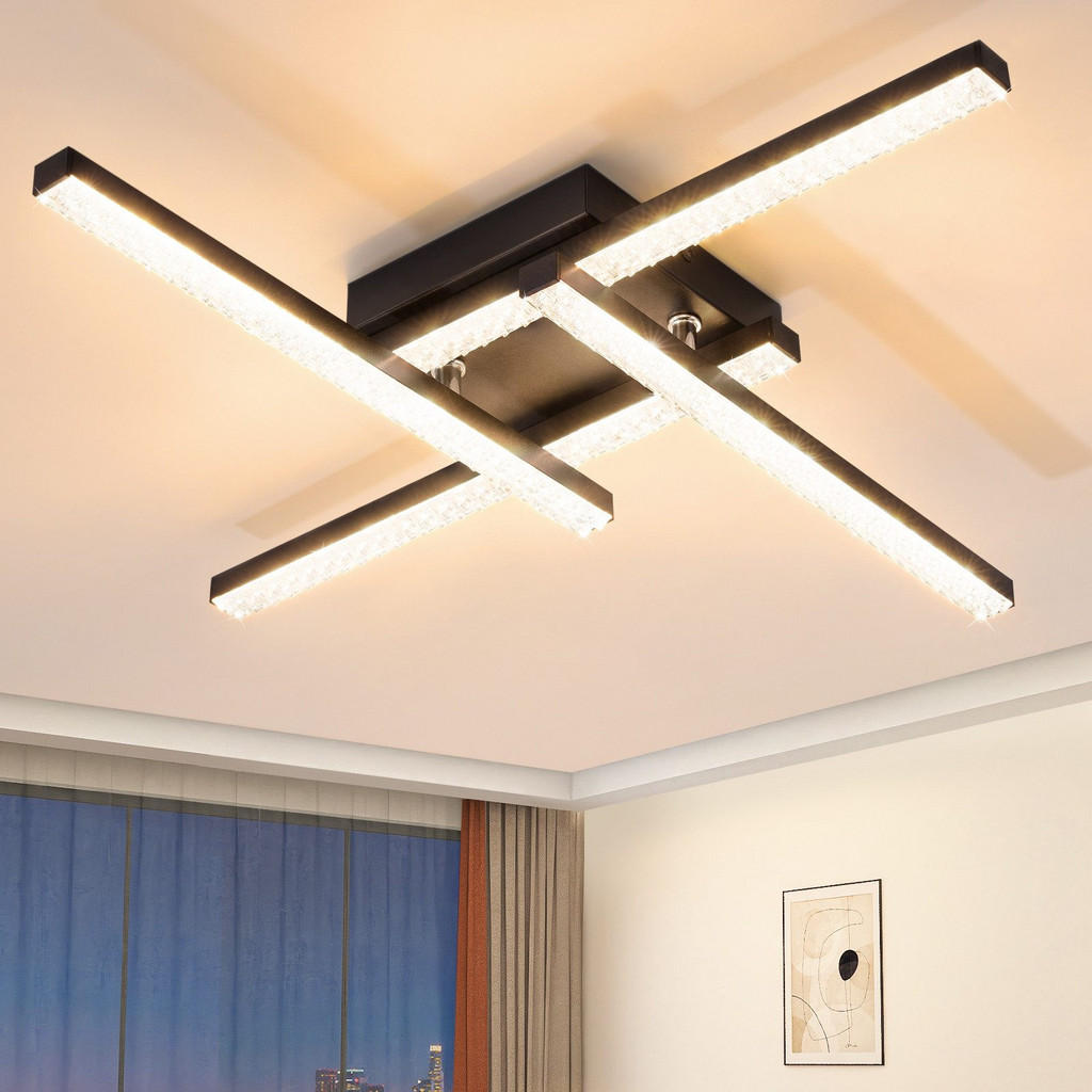 Thumbnail - ZMH Deckenleuchte, Schwarz, Kunststoff, 45.5x7.3x45.5 cm, Lampen & Leuchten, LED Beleuchtung, LED-Deckenleuchten