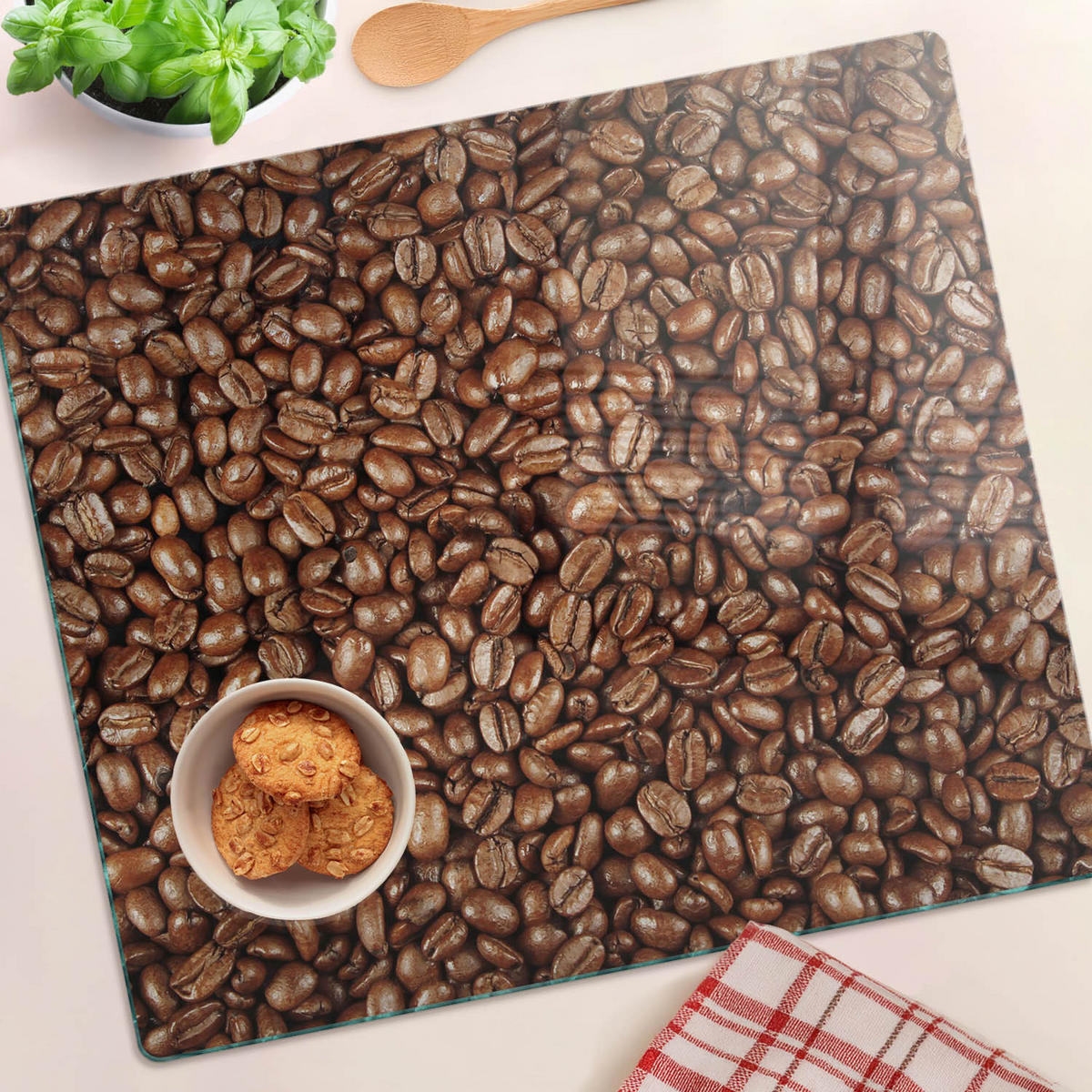 GLASPLATTE 60x52 cm Kaffeebohnen - Braun, Glas (60/0.4/52cm) - TULUP