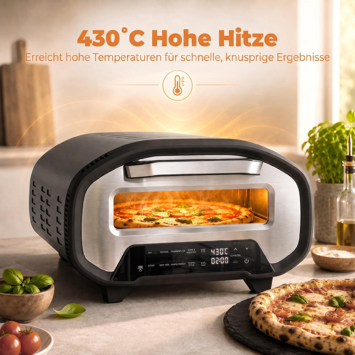 PIZZAOFEN Stahl Grau - Grau, Metall (49.7/28/46cm) - HOMCOM