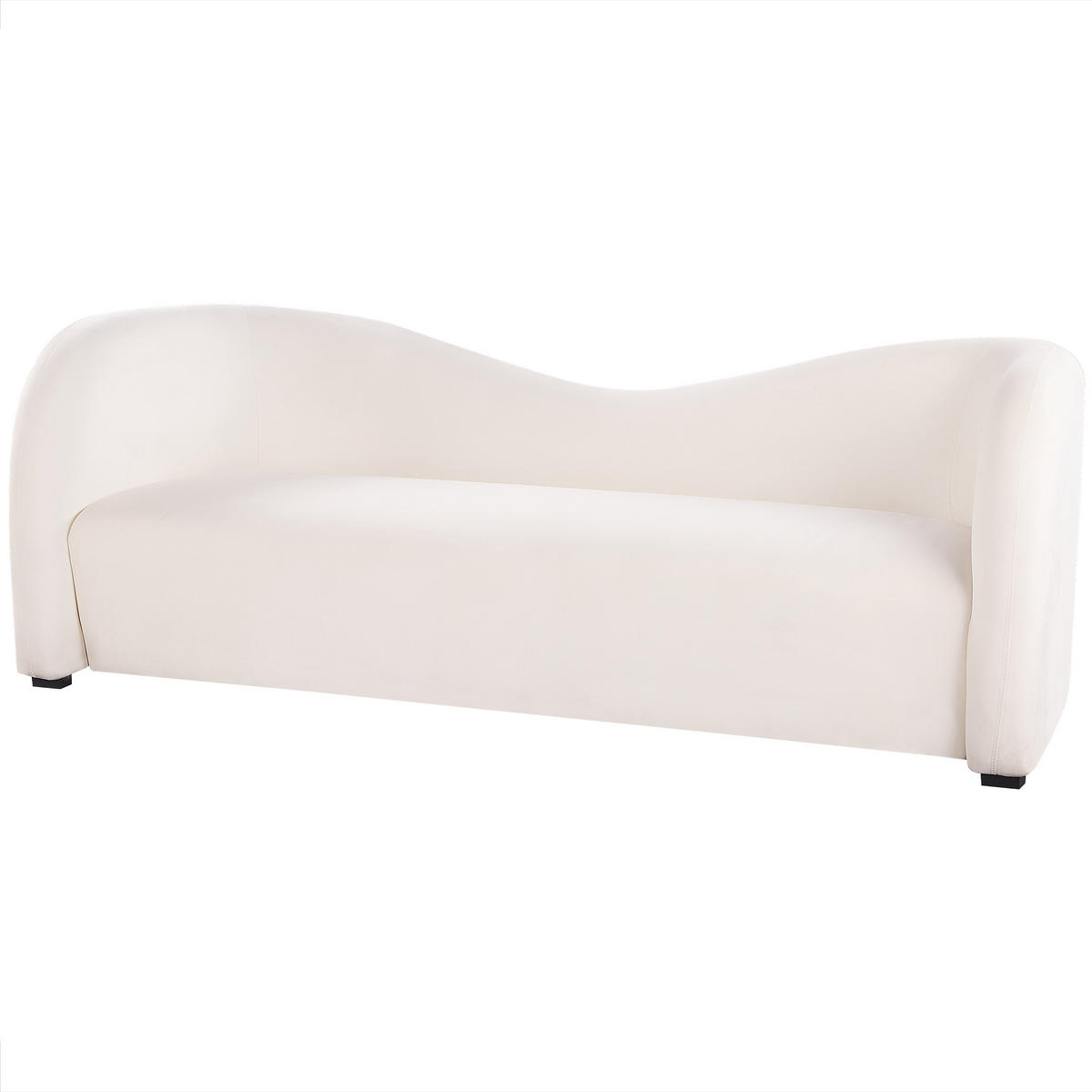 3-SITZER-SOFA Samtstoff Weiß Veltada - Weiß, Textil (205/75/90cm) - Beliani