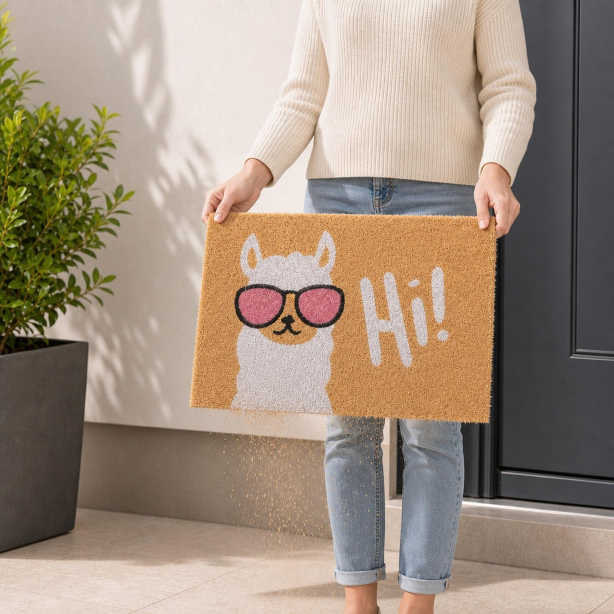 FUSSMATTE Mehrfarbig Kokos Lama 60x40 cm - Multicolor, Kunststoff/Textil (60/40cm) - Relaxdays