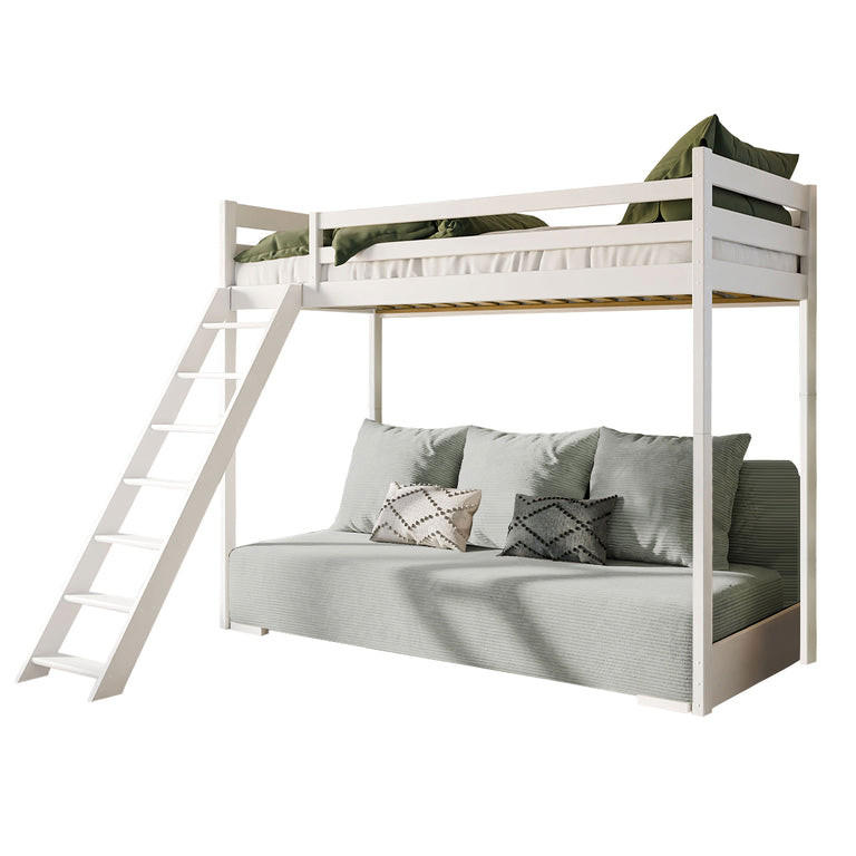 BETT 90/200 Orlane Weiß und grau - Weiß, Holz (90/200cm) - Petits-meubles
