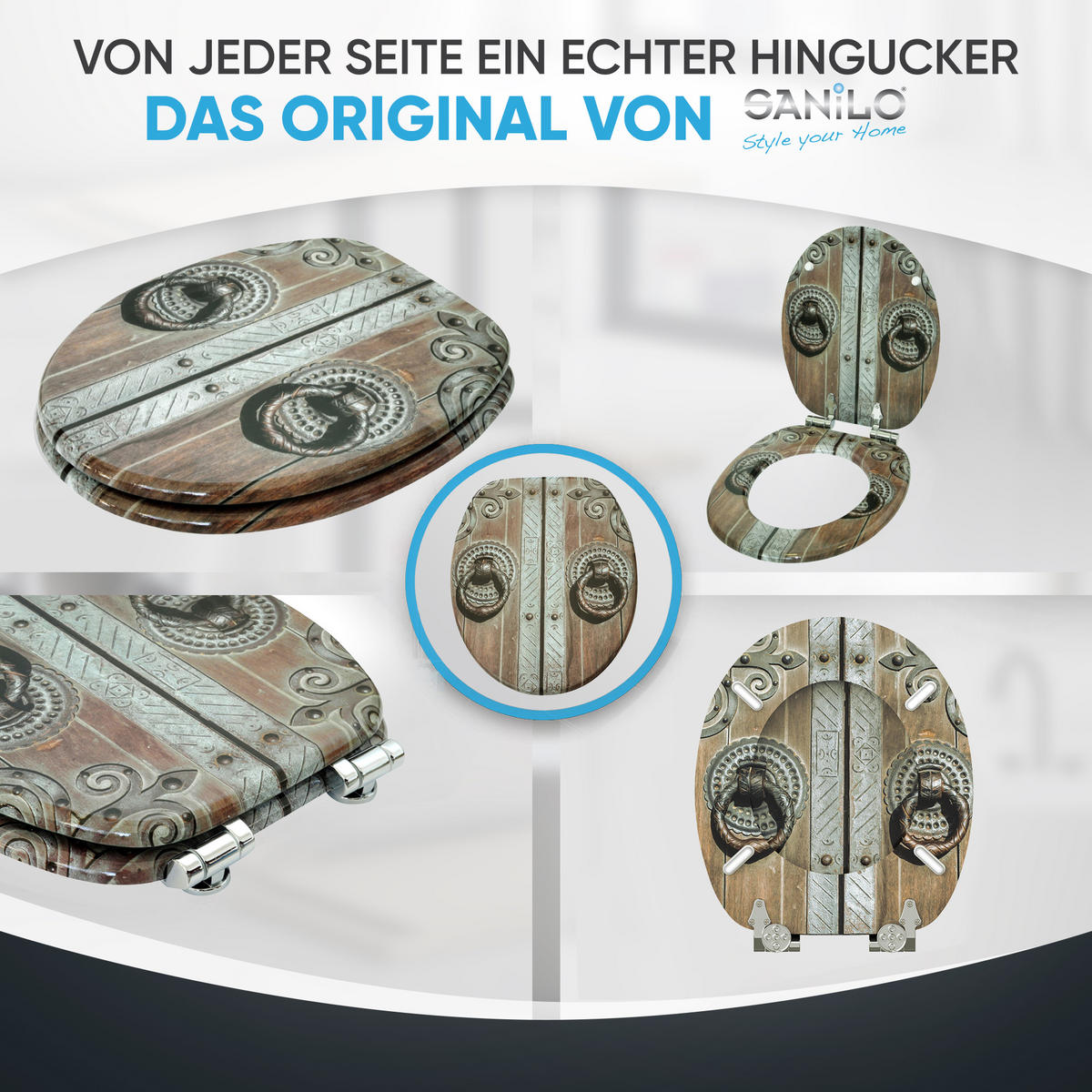 WC-SITZ mit Absenkautomatik Door - Braun, Holzwerkstoff (38/6/47cm) - Sanilo