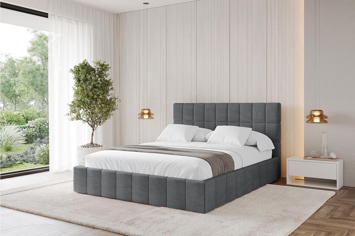 POLSTERBETT mit Bettkasten und Lattenrost, Boxbett ohne Matratze - AMEA 120x200 Dunkelgrau - Anthrazit, Holzwerkstoff/Textil (120/200cm) - ALTDECOR