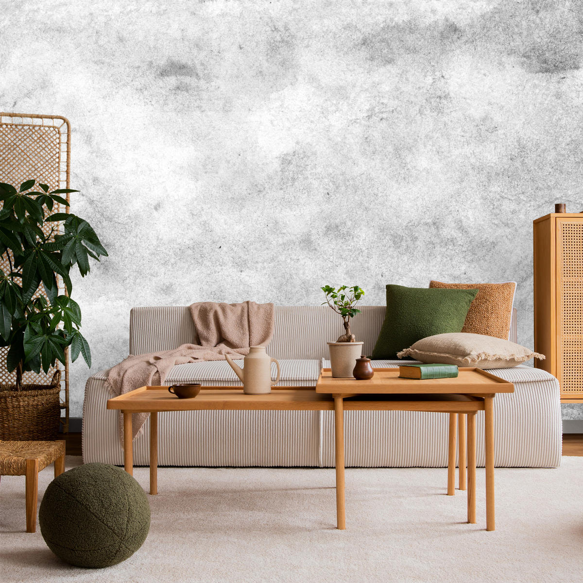 FOTOTAPETE für Wohnzimmer Grauer Beton Minimalismus Loft 300x210 - Weiß/Grau, Papier (300/210cm) - Muralo