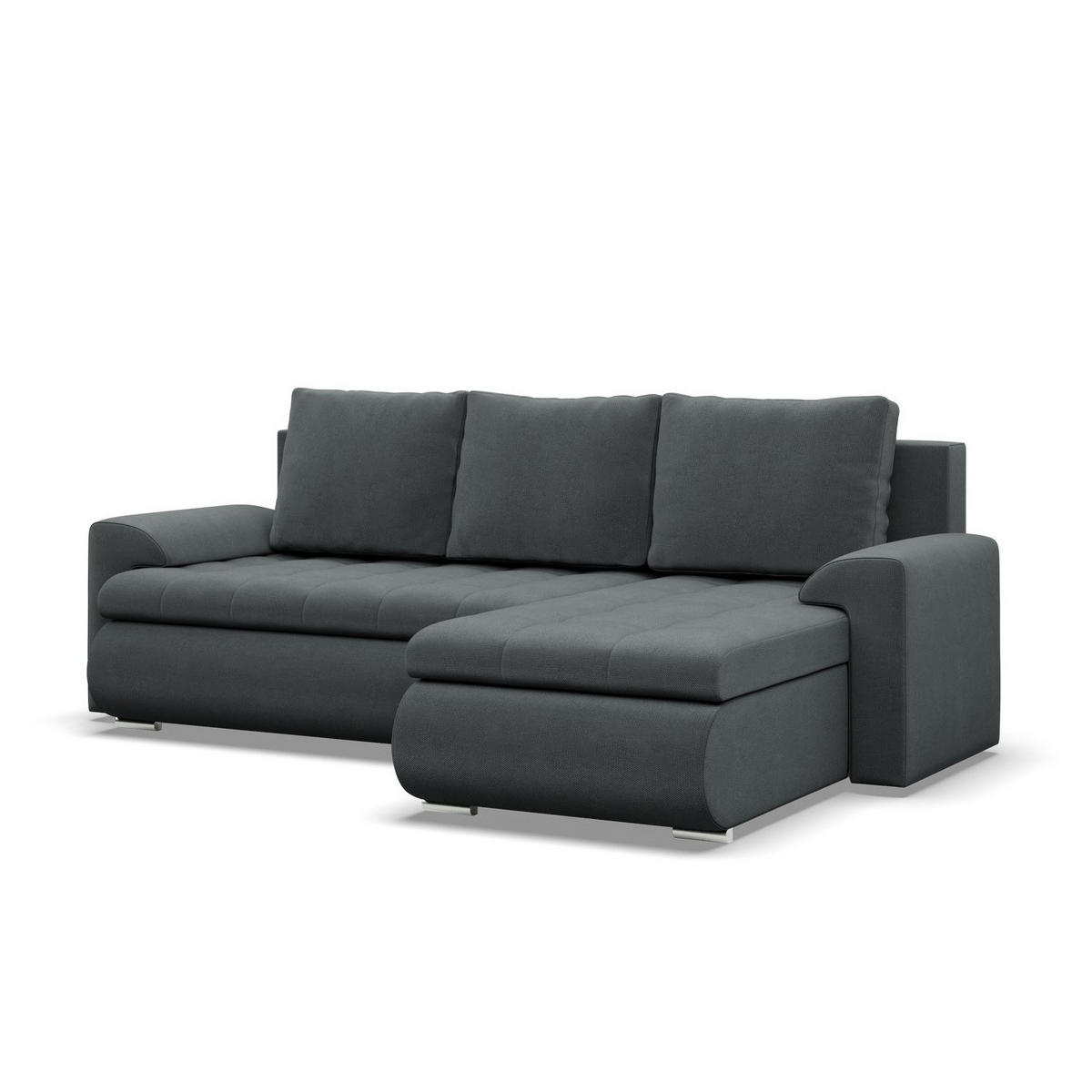 ECKSOFA RECHTS MIT SCHLAFFUNKTION FORESTA, Dunkelgrau - Dunkelgrau, Textil (230/159cm) - Mebligo