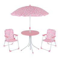 KINDERSITZGRUPPE Mehrfarbig 4-tlg.-Set mit Schirm Einhorn - Rosa, Kunststoff/Textil - Relaxdays