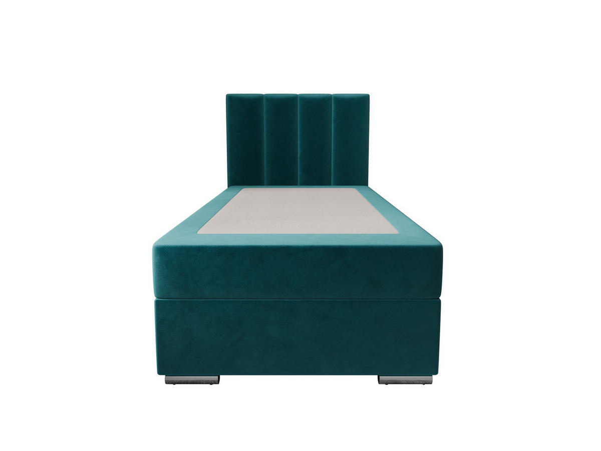 BOXBETT ZILANO 2 mit Matratze H3 und Topper 80x200 Itaka 39 rechts - Blau, Holz/Textil (80/200cm) - Bedante