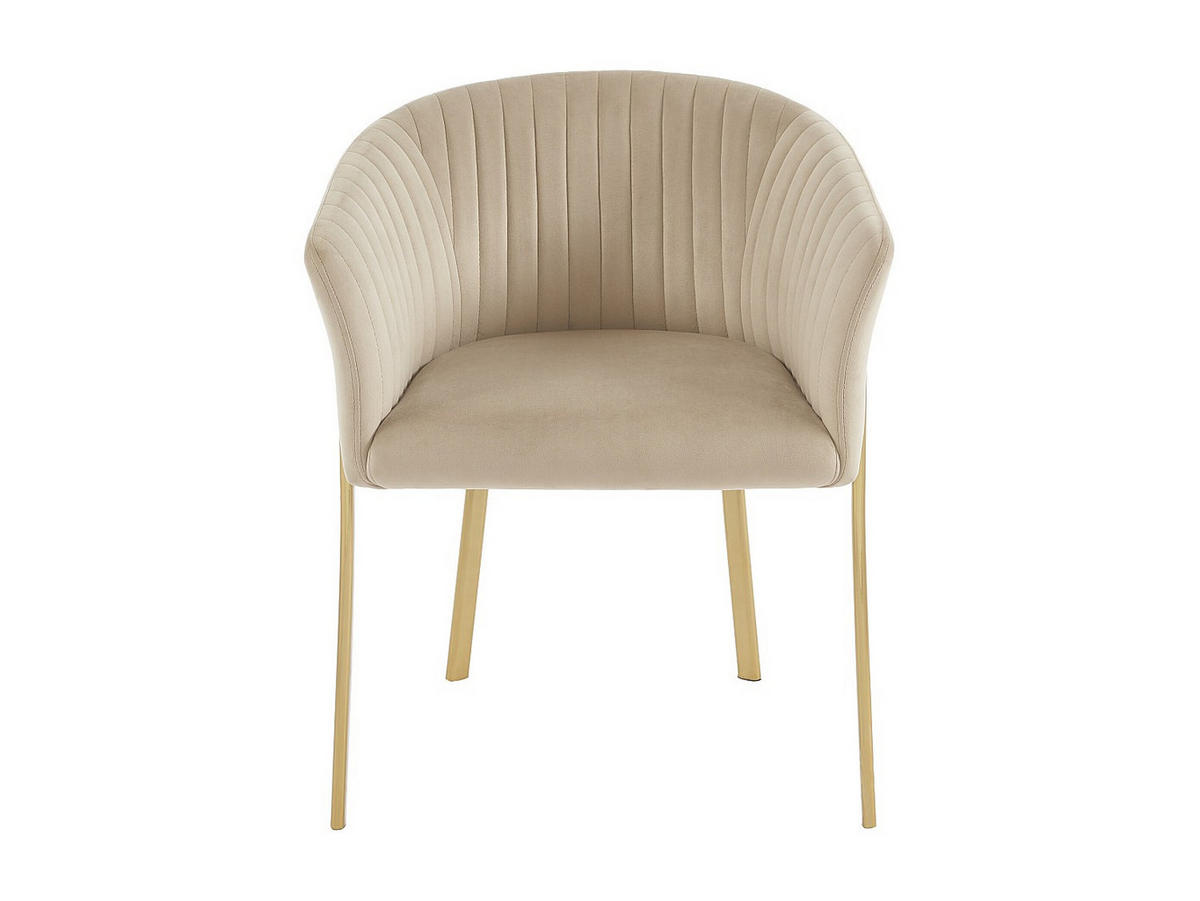 STUHL mit Armlehnen 2er-Set - Samt & Goldfarbenes Metall - Beige - ZAOVA - Beige, Textil (61/76/57cm) - Vente-Unique