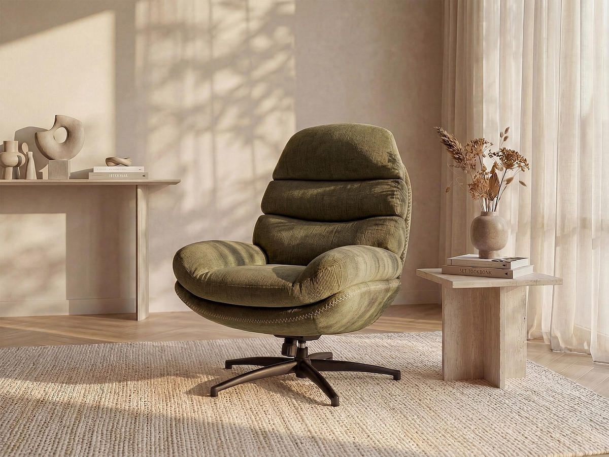SESSEL mit gerader Rückenlehne - 1 Person - Stoff - Grün - - Grün, Textil (78/99/93cm) - Vente-Unique