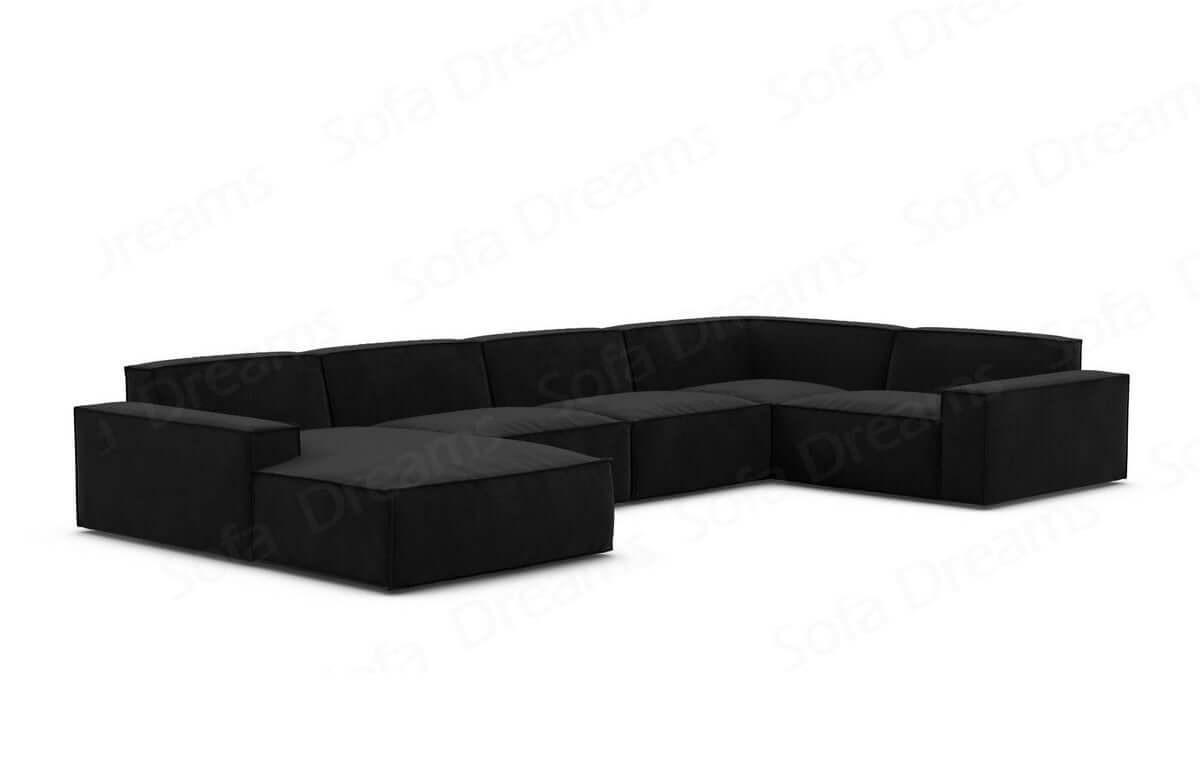 WOHNLANDSCHAFT Beluga Schwarz Samtstoff - Schwarz, Kunststoff (313/73/181cm)