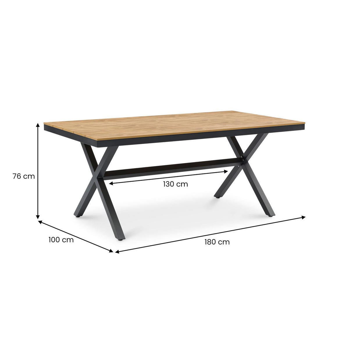 GARTENTISCH ISOLA - Naturfarben/Grau, Kunststoff/Metall (100/180/76cm) - IDIMEX