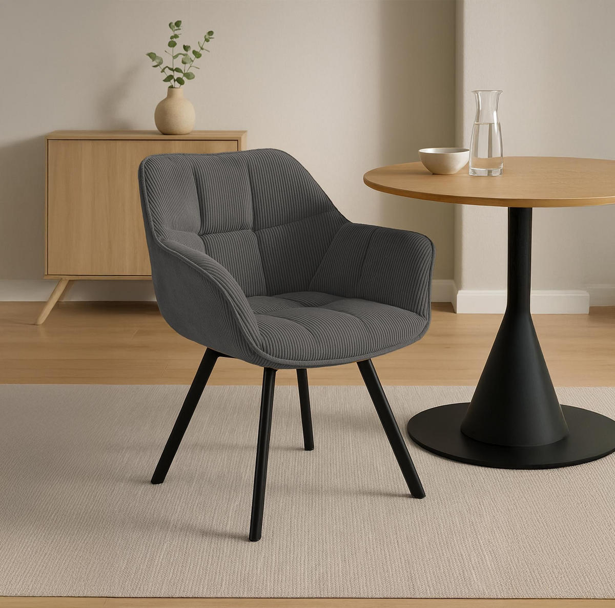 ESSZIMMERSTUHL Jordi 60x59x81 cm dunkelgrau - Dunkelgrau, Textil (60/81/59cm) - furnicato
