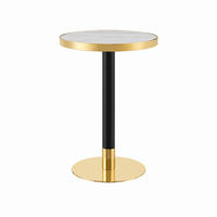BEISTELLTISCH Marmoroptik mit Goldrand & Edelstahlfuß, kompakt stabil modern - Schwarz/Weiß, Holzwerkstoff/Metall (60/60/74cm) - EVRYAE