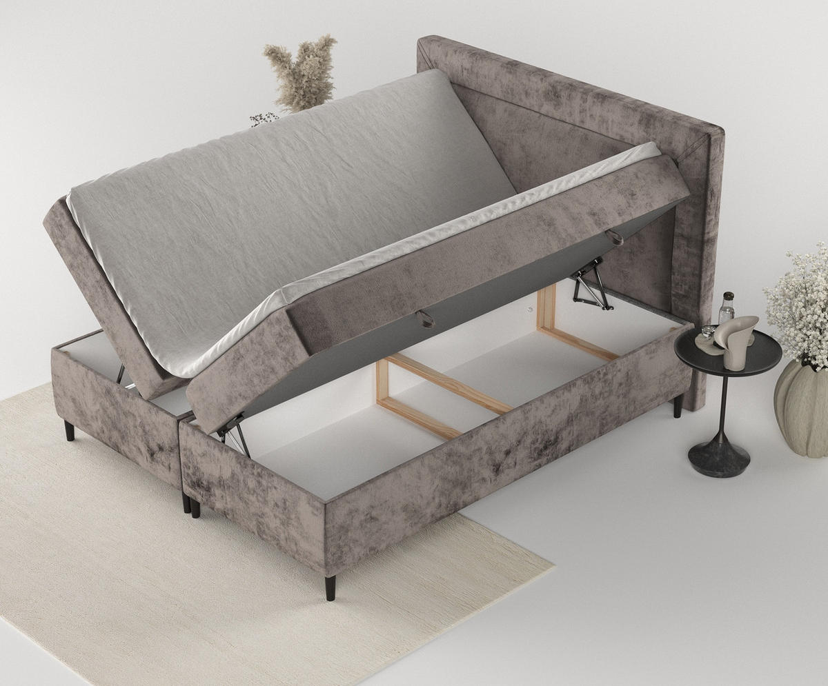 BOXBETT Noble Braun 160/200 cm - Schwarz/Braun, Holz/Holzwerkstoff (160/200cm) - Maison de Reve