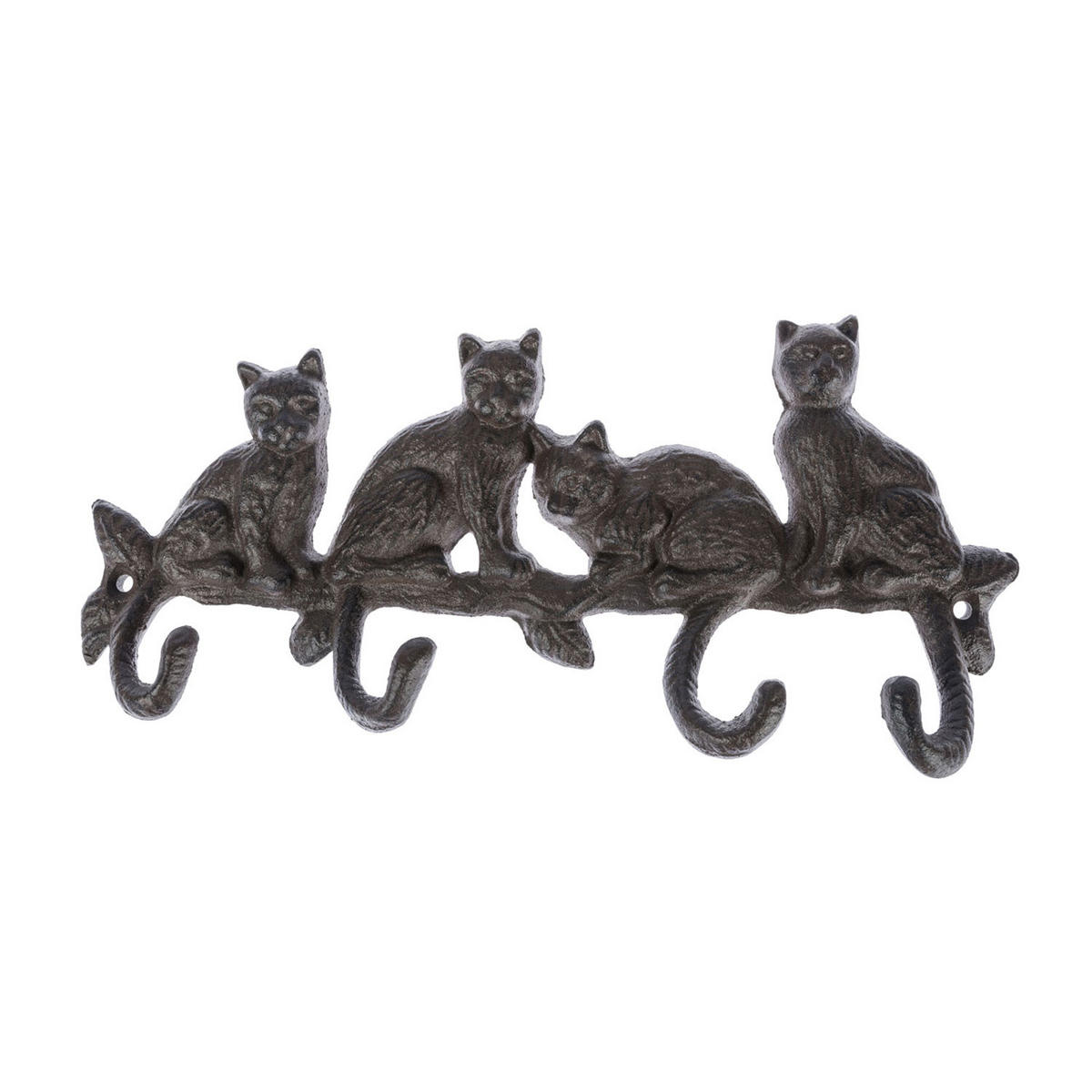 HAKENLEISTE Katzen, Gusseisen - Braun, Metall (28/13/4cm) - Homescapes