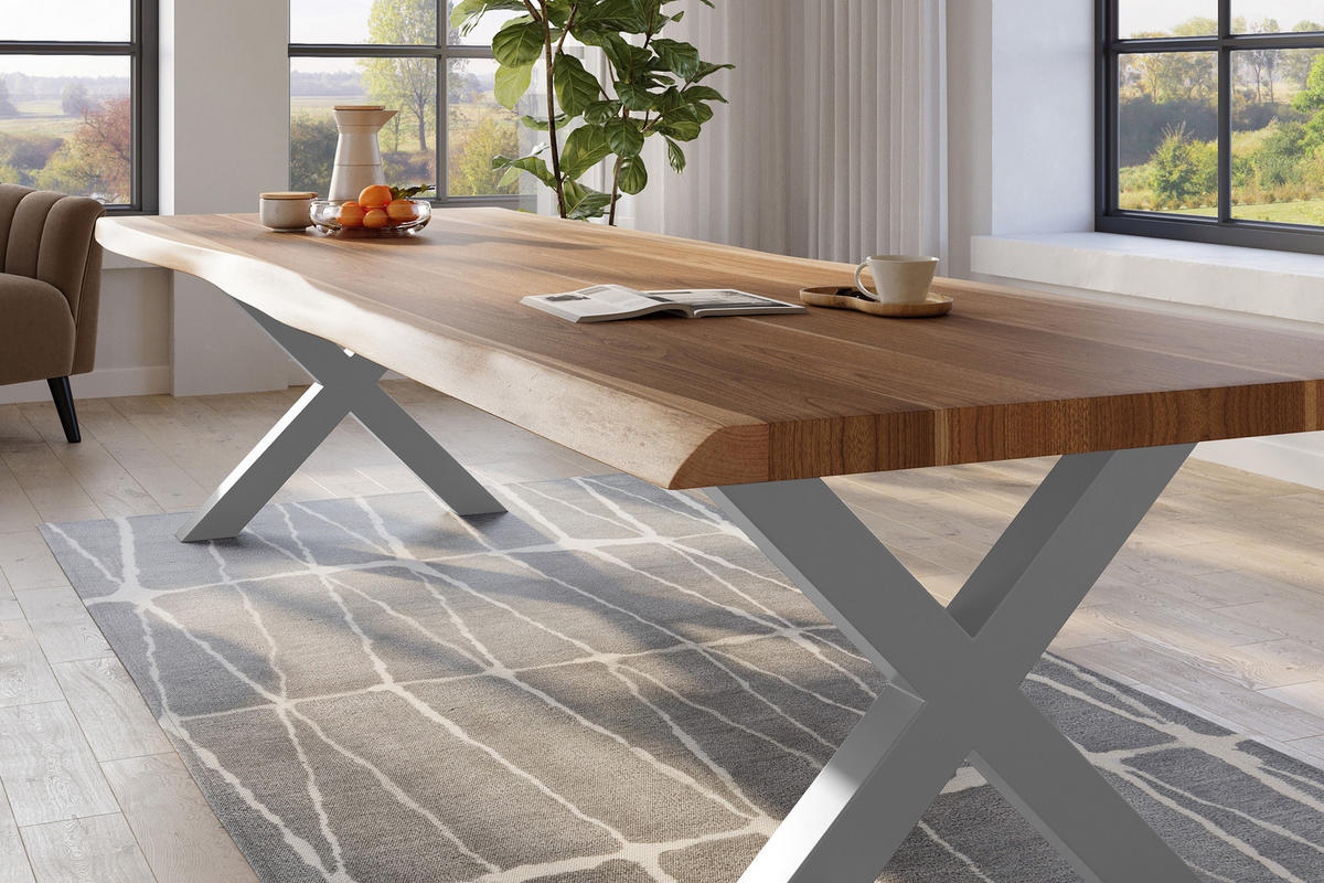 ESSTISCH TITAN - Beige/Silberfarben, Holz (120/350/79cm) - SAM