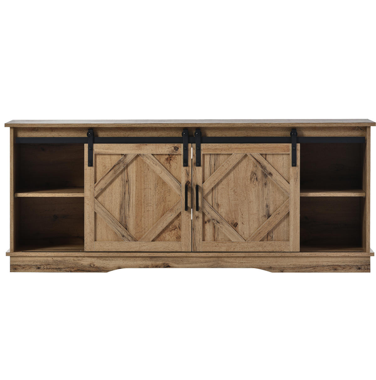 TV-LOWBOARD aus Spanplatte 150x40x60 cm Braun mit Schiebetüren, verstellbaren Einlegeböden und Kabelführung - Braun, Holzwerkstoff (150/60/40cm) - Modfu