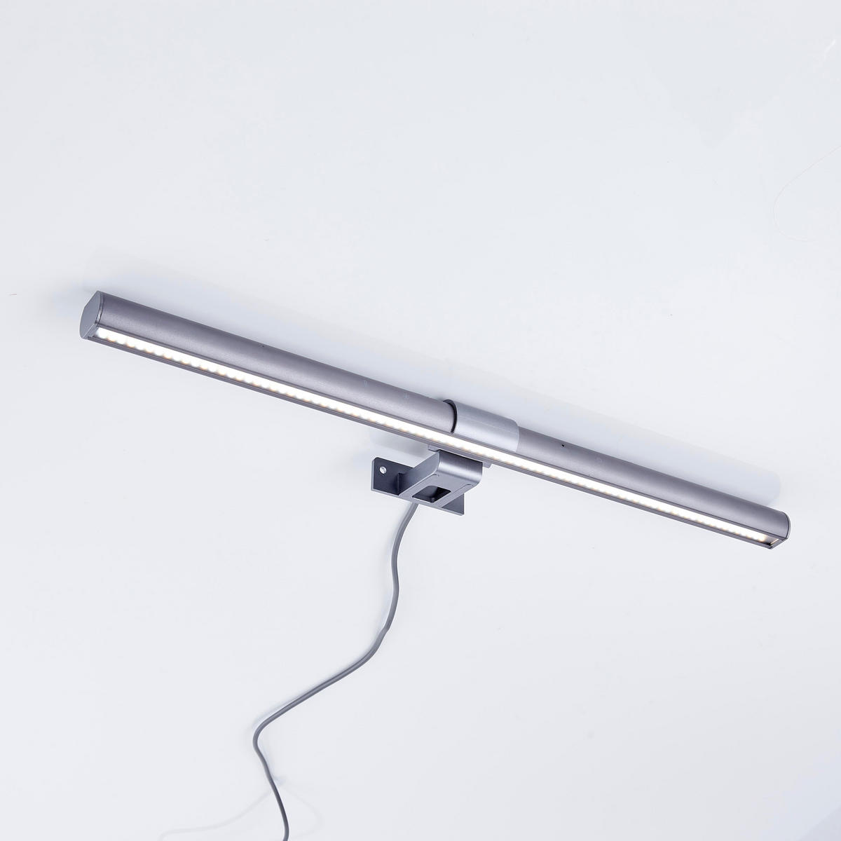 LED-MONITORLEUCHTE - dimmbar mit Schwanenhals, Tisch- und Wandhalterung sowie Farbwechselfunktion, 44 cm - Grau, Kunststoff (8.8/44/8.2cm) - Northpoint