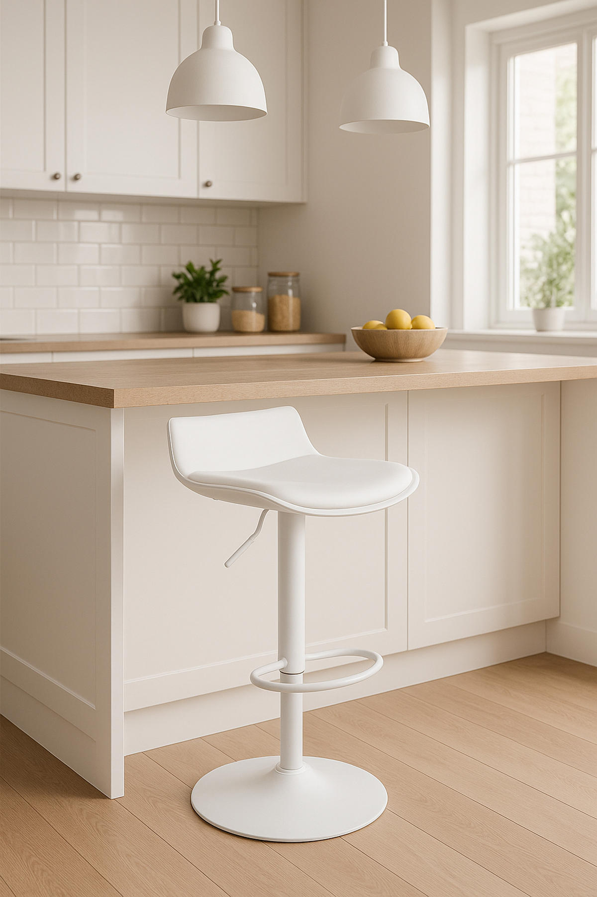 BARHOCKER Averna Kunstleder weiß - Weiß, Kunststoff/Metall (43/94/44cm) - TPFLiving