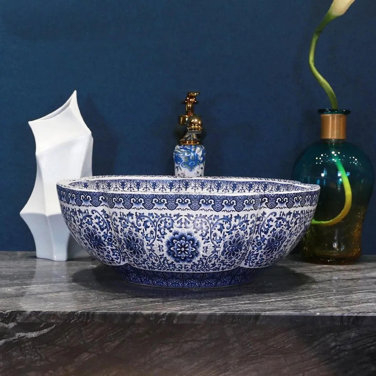 AUFSATZWASCHBECKEN Rea Vivien - Blau, Keramik (42.5/15/42.5cm) - REA