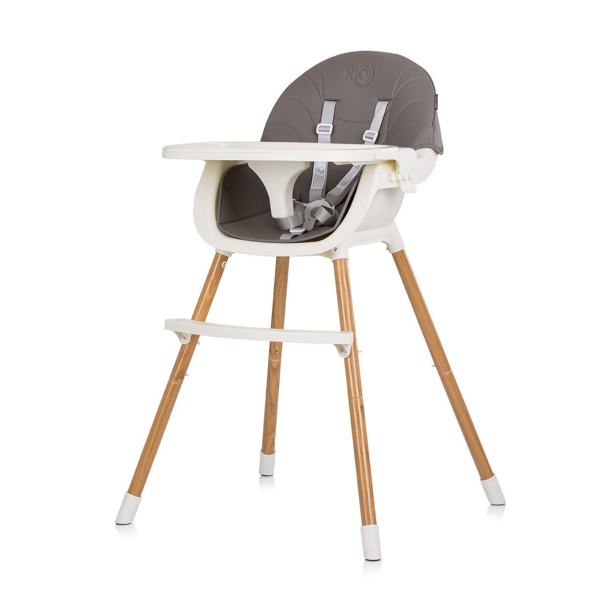 HOCHSTUHL Rio 2 in 1 dunkelgrau Kinderstuhl rutschfeste Beine 5-Punkt-Gurt - Dunkelgrau/Weiß, Metall (61/84/51cm) - Chipolino