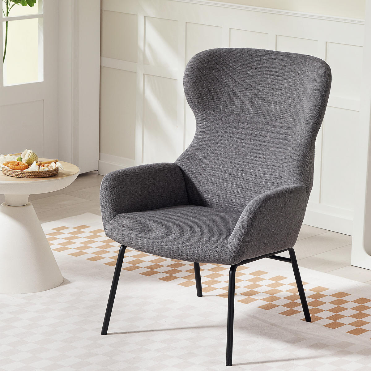 OHRENSESSEL Wohnzimmer Sessel Loungesessel Relaxsessel mit hoher Rückenlehne - Dunkelgrau, Textil (70/103.5/74.5cm) - HOMCOM