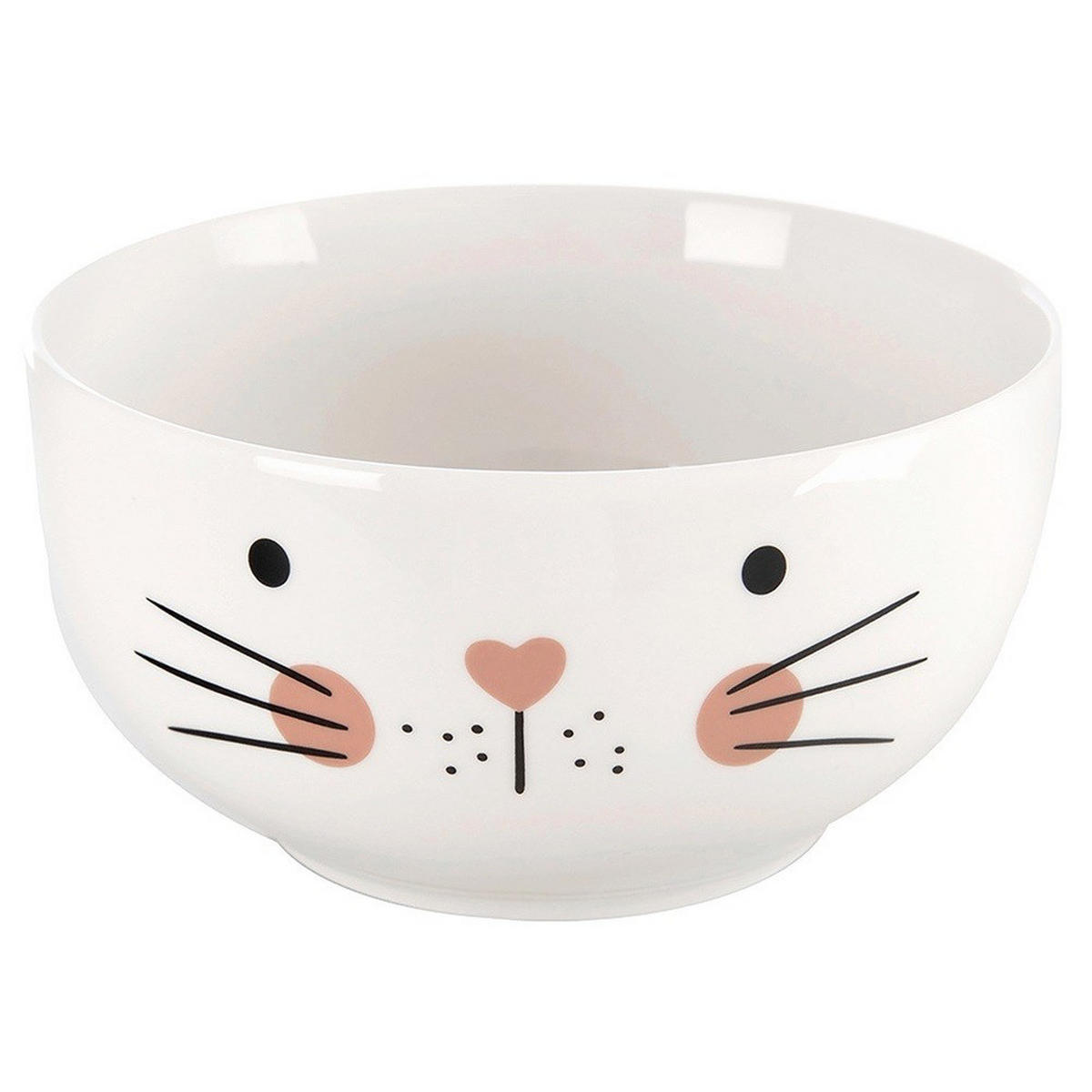 FRÜHSTÜCKSSET KATZE, Porzellan, weiß, 2-teilig - Weiß, Keramik (0.35L) - Orion 