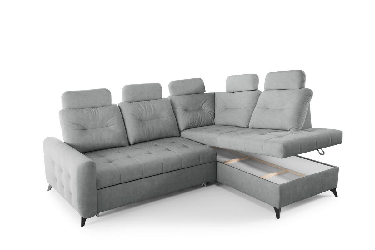 ROHOVÁ POHOVKA 250 cm v oceľovo sivej - sivá, textil (250/200cm) - Home Collective