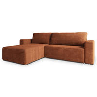 ECKSOFA CALTI T Braun Kordstoff mit Schlaffunktion - Braun, Holzwerkstoff/Textil (283/183cm) - MASSENO