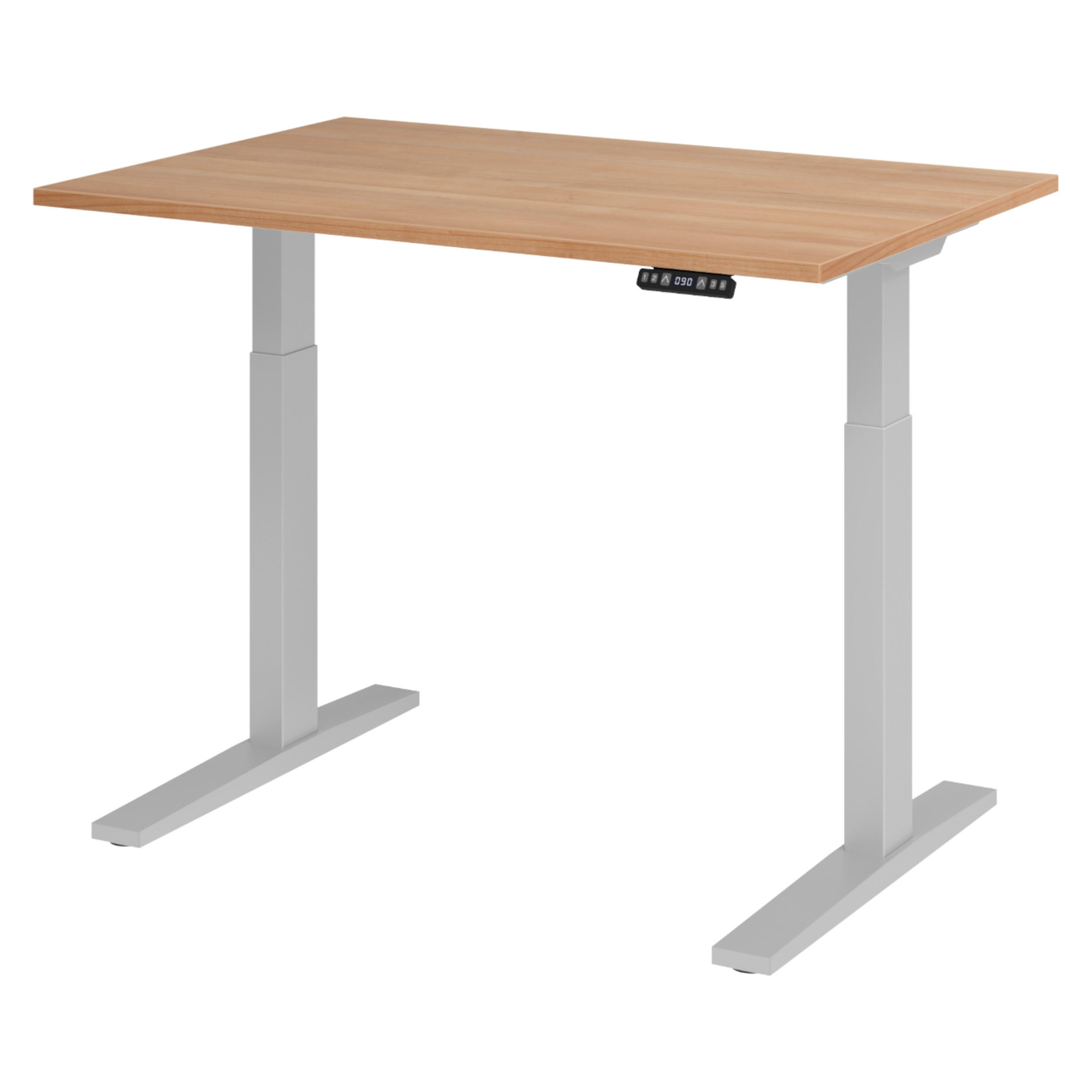 SCHREIBTISCH elektrisch XMKA 80/120/74 cm in Nussbaumfarben/Silberfarben - Silberfarben/Nussbaumfarben, Holzwerkstoff (80/120/74cm) - bümö