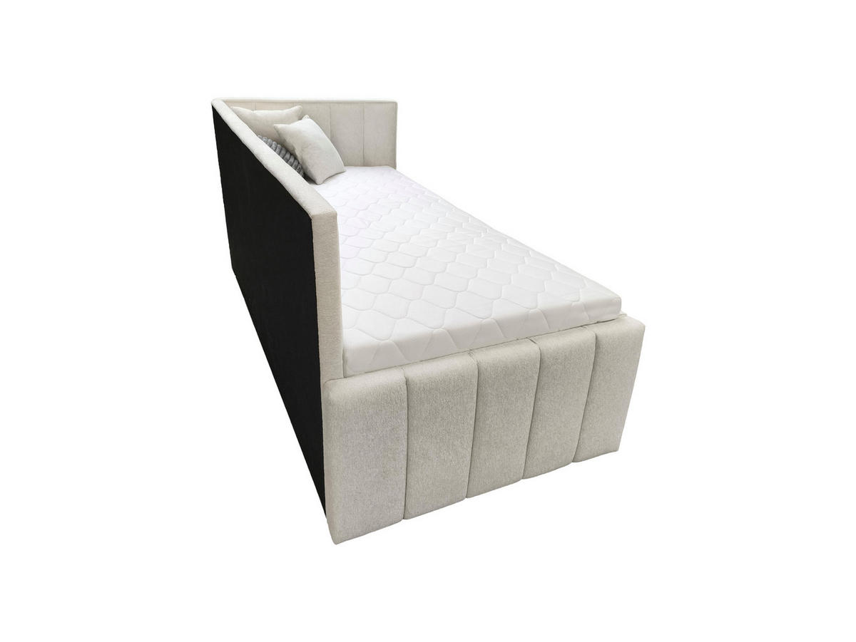 POLSTER-KINDERBETT LUKA 90x200 cm, rechts, mit Ausziehbett – Ecru - Ecru, Textil - KS Home Concept