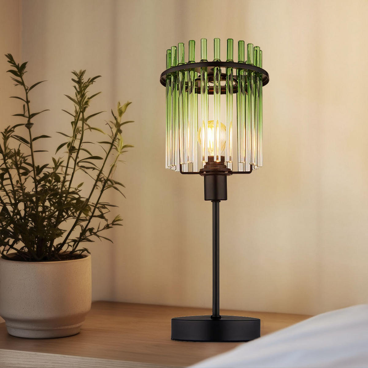 LED TISCHLEUCHTE Grün - Grün, Glas (15/15/37.5cm) - Globo Lighting