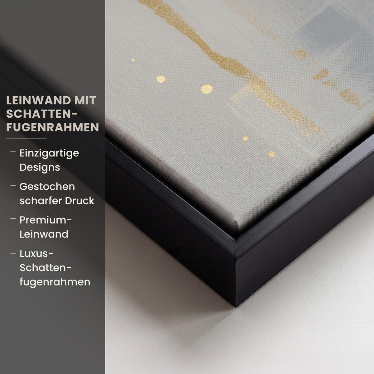 LEINWAND Bilder mit Rahmen - Abstrakt - Blöcke - Gold - Skyline - 60x90 - Beige, Textil (60/90cm) - MuchoWow