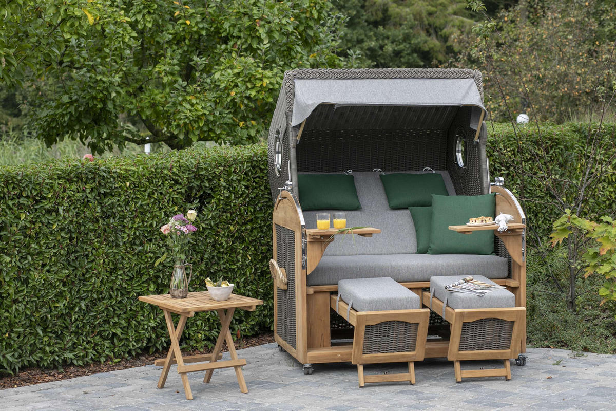 STRANDKORB XL Schillig Bullauge - Braun/Grau, Metall (142/170/95cm) - Mr. Deko