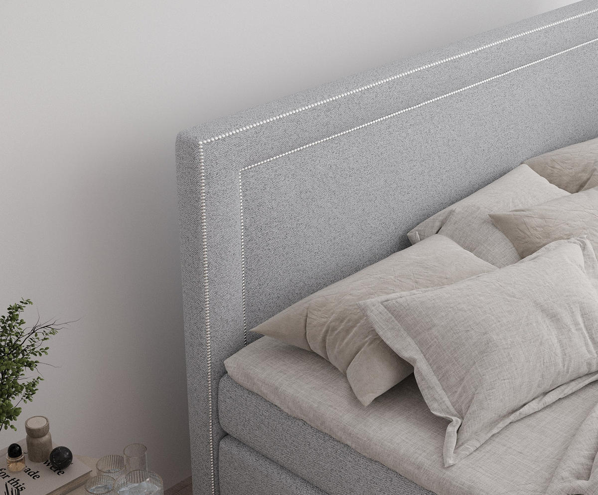 BOXSPRINGBETT Luxora Hellgrau 200/200 cm - Hellgrau/Schwarz, Holz/Holzwerkstoff (200/200cm) - Maison de Reve