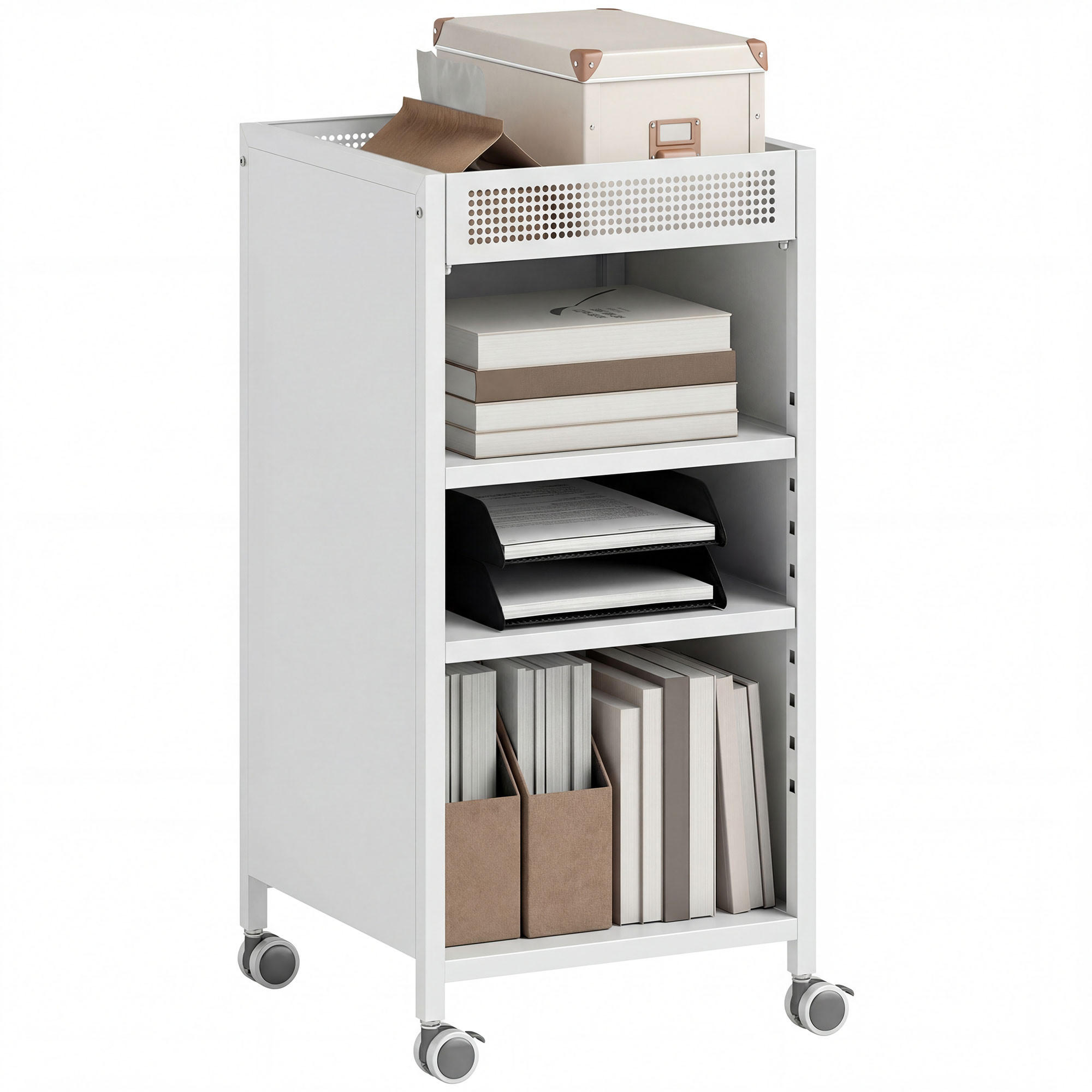 BÜCHERREGAL DE-09941 Weiß - Weiß, Metall (34/69.5/35cm) - ComfortXL