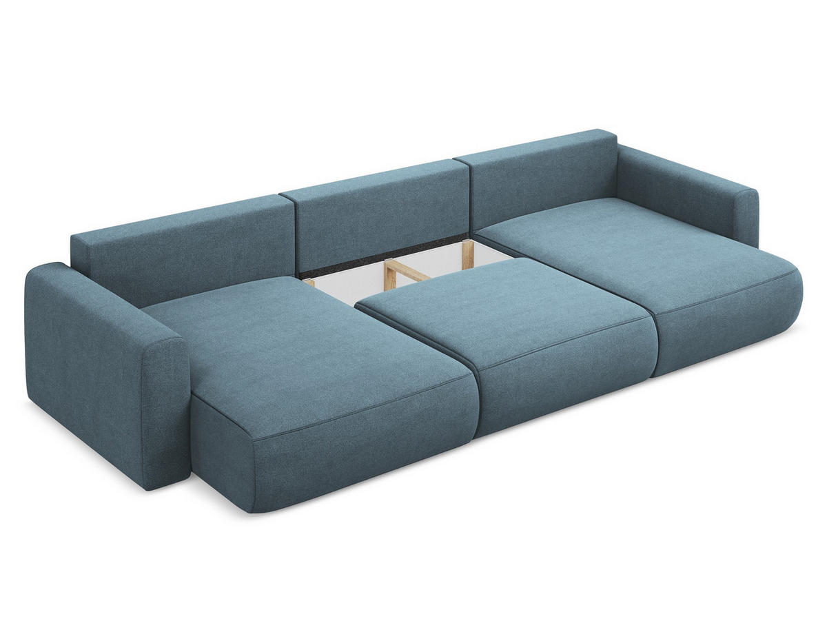 WOHNLANDSCHAFT Strukturstoff Stoff Blau - Blau/Schwarz, Kunststoff/Textil (340/82/149cm) - Makamii