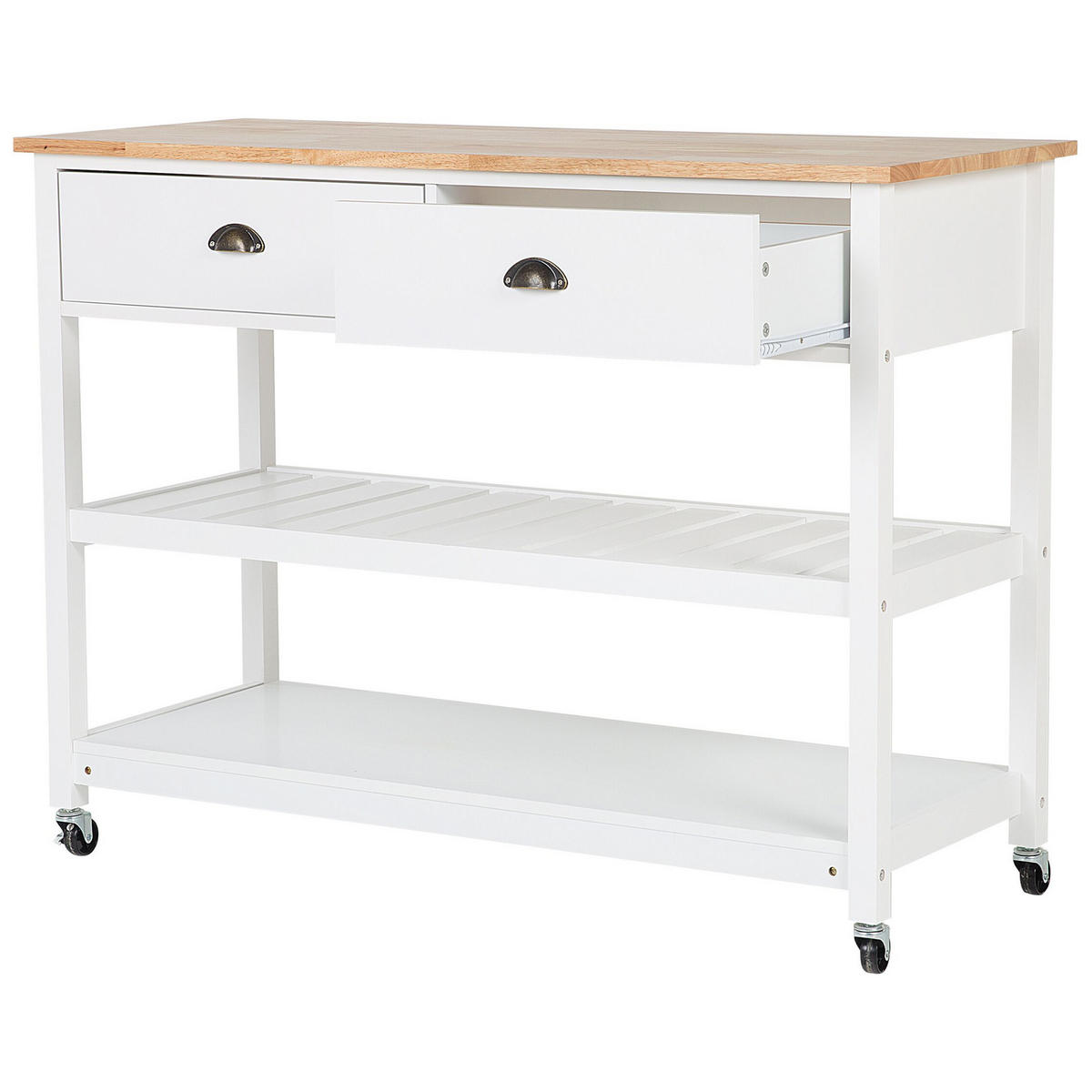 SERVIERWAGEN Weiß Navarino - Hellbraun/Weiß, Holz (120/91/48cm) - Beliani