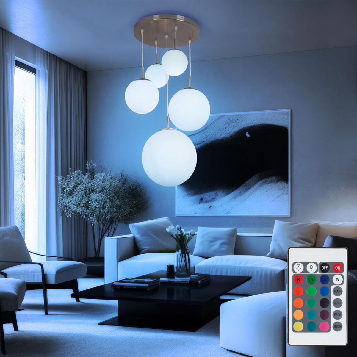 LED HÄNGELEUCHTE Balla Weiß - Weiß, Glas (50/45/90cm) - Globo Lighting