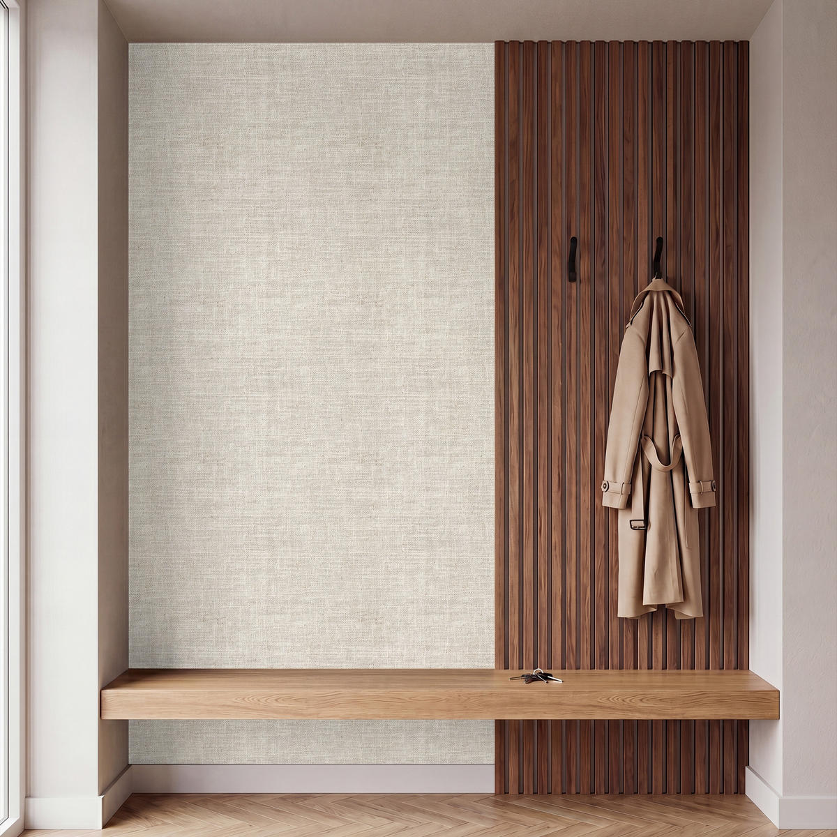 TAPETE - Leinen - Textur - Beige - 140x300 cm - Creme, Papier (140/300cm) - OnlyWow