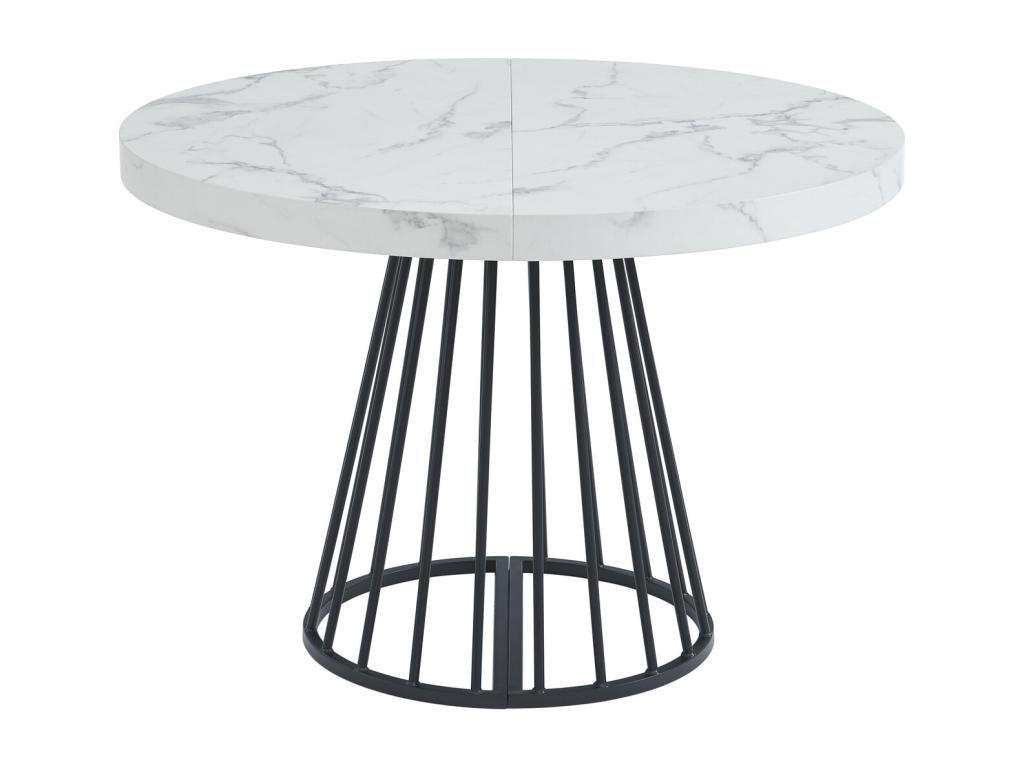 ESSTISCH ausziehbar - 2 bis 12 Personen - MDF & Stahl - Marmor-Optik Weiß & Schwarz - FIRELA - Schwarz, Holz (260/110/76cm) - Vente-Unique