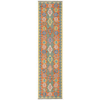 KELIM-LÄUFER handgewebt Gashgai Grün 248/61 cm Schurwolle - Grün, Textil (61/248cm) - Looma