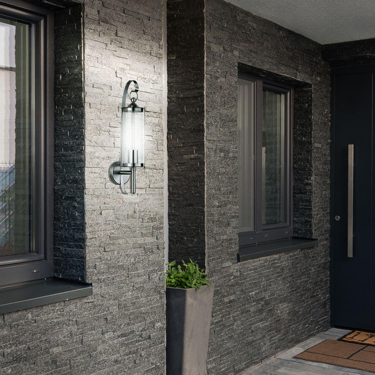 WANDLAMPE Edelstahl Glas Silber - Silberfarben, Metall (15.5/11.4/52.5cm)