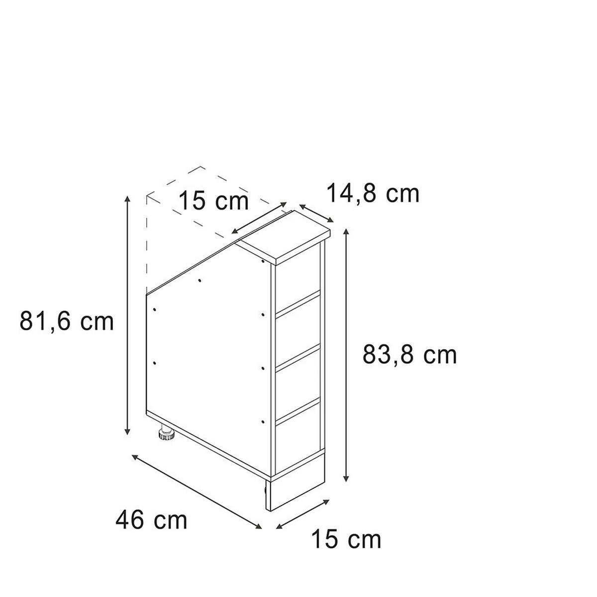 KUHINJSKI ORMAR ZA KOSINE KROVA R-Line Hrast zlatnog tona 15 cm s 4 pretinca - hrast medunac/hrast Wotan, drvni materijal (15/83.8/46cm) - Vicco