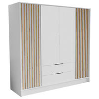 DREHTÜRENSCHRANK PELOR 200/200/51 cm Modern Kleiderschrank 4-türig Weiß - Weiß, Holzwerkstoff (200/200/51cm) - MASSENO